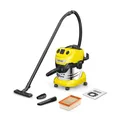 Produktbild: Kärcher WD 4 P S V-20/5/22 Nass-& Trockensauger, 20 l Edelstahlbehälter, 1000 W, 5 m Kabel, 2,2 m Saugschlauch, mit Gerätesteckdose, Clips-Bodendüse, „Pull & Push“-Verschlusssystem, Gelb