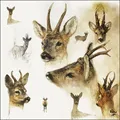 Produktbild: Ambiente Papierservietten - Servietten Lunch/Party/ca. 33x33cm Portraits of Deer - Porträts von Hirschen - Hirsch - Rien Poortvliet Collection Tisch-Deko
