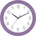 Produktbild: Eurotime Funkwanduhr, 30 cm, Lila Violett, Kunststoffgehäuse, gewölbtes Echtglas, automatische Zeitein- und Zeitumstellung von Sommer- und Winterzeit, klares Zifferblatt, 52800-21-1