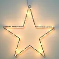 Produktbild: Metall Weihnachtsstern Silhouette 40 cm zum Hängen schwarz für Außen mit Timer - 40 LED - Stern Fensterbild warm weiß beleuchtet batteriebetrieben - Weihnachten Advent Wandbild Deko Leuchte