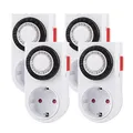 Produktbild: HBN Mechanische Zeitschaltuhr Steckdose, 16A/3680W mit Kindersicherung, 4er Set 24-Stunden-Programm Analog für Innenbereich, Dauerbetrieb möglich, Timer für Lichter, Lampen, 30 min Schaltintervall
