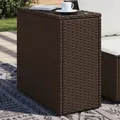 Produktbild: Garten-Beistelltisch mit Glasplatte Braun 58x27,5x55 cm Rattan