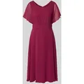 Produktbild: Vera Mont Knielanges Cocktailkleid mit Rundhalsausschnitt in Bordeaux, Größe 38