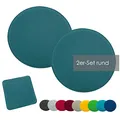 Produktbild: heimtexland ® 2er Pack Sitzkissen Filz Stuhlkissen Bodenkissen Polster Stuhlauflage Indoor Outdoor Kissen rund Typ631 Filzkissen Petrol 35x35 cm 2 Stück