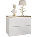 Produktbild: Lookway Nachttisch, Weiß Hochglanz, Holzwerkstoff, Uni, 2 Schubladen, Rechteckig, 50x40x37 cm, Schlafzimmer, Nachttische