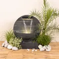 Produktbild: Brunnen Gartenbrunnen mit Wasserfall beleuchtet Polyresin Zierbrunnen 59cm