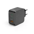 Produktbild: Hama Schnellladegerät, 2x USB-C PD, 1x USB-A QC, 65 W, Schwarz