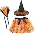 Produktbild: APPCRFM Halloween-Kostüme für Kinder, Hexenhut und Zauberbesen, Halloween-Zauberer-Kostüm, Mädchen, Performance-Kostüme, Cosplay, Hexenkostüme für Kinder für Party und Cosplay (Dreamy Pink