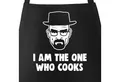 Produktbild: MoonWorks Grillschürze Grill-Schürze für Männer mit Spruch I am the one who cooks Baumwoll-Schürze Küchenschürze Moonworks®, mit kreativem Aufdruck