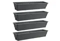 Produktbild: BURI Blumenkasten 4x Balkonkasten 100cm Wasserspeicher Pflanzkasten Entwässerung grau