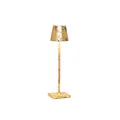 Produktbild: Zafferano, Poldina Micro Lampe, Kabellose, Wiederaufladbare Tischlampe mit Touch Control, Geeignet für den Innenbereich, Dimmer, 2200-3000 K, Höhe 27,5 cm, Farbe Schwarz - Craquelé-Blattgold