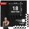 Produktbild: Bodenschutzmatte BS50 | Unterlegmatte für Fitnessgeräte - Fitnessmatte - Puzzlematte - Rutschfest - EVA-Schaumstoff - Set 18 Stück 34 x 34 cm(Sc... - Schwarz