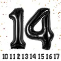 Produktbild: 14 Geburtstag Deko zahlen luftballon 14 jahre | Folienballon Schwarz - für 14. Geburtstagsdeko Männer Frauen Ballon Zahl Deko zum Geburtstag fliegt mit Helium 14.Geburtstagsparty 40