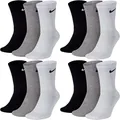 Produktbild: Nike Socken Herren Damen Lang Weiß Grau Schwarz Tennissocken 12 Paar Sportsocken