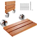 Produktbild: VEVOR Klappbarer Duschsitz Teakholz 50,6 x 33,3 cm wandmontierte Duschbank