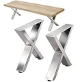 Produktbild: DanDiBo 2X Bankgestell Edelstahl 43 x 40 cm Bank Füße Bankbeine 96677 Bankkufen Couchtisch Tisch Beine Tischgestell