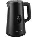 Produktbild: KLAMER Edelstahl Wasserkocher mit Temperatureinstellung 40-100°C, Warmhaltefunktion, mattschwarzes Kaltgehäuse, doppelwandiger 1,5L Teekocher mit... - Schwarz