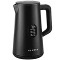 Produktbild: KLAMER Edelstahl Wasserkocher mit Temperatureinstellung 40-100°C, Warmhaltefunktion, mattschwarzes Kaltgehäuse, doppelwandiger 1,5L Teekocher mit 1800W, BPA-frei