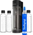Produktbild: SODAPOP Wassersprudler Logan Starterset mit CO-Zylinder und 3x Glasflasche, Matt Schwarz, Höhe 42,6 cm