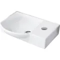 Produktbild: FACKELMANN Waschbecken links Gäste-WC / Waschtisch aus Keramik / Maße (B x H x T): ca. 45 x 10,5 x 32 cm / hochwertiges Becken fürs Badezimmer /... - Weiß