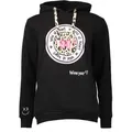 Produktbild: Hoodie ZWILLINGSHERZ, Damen, Gr. S/M, schwarz, Sweatware, Obermaterial: 50% Baumwolle, 50% Polyester, bedruckt, unifarben, normal hüftlang, Rundhals, angesetztes Bündchen, Sweatshirts Hoodie, Kapuze, Langarm, Kängurutasche, Leo-Details, modisch