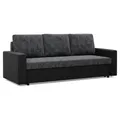 Produktbild: Mebligo - Sofa Dreisitzer Wohnzimmer mit Schlaffunktion, Bettkasten und Kunsteleder 220x92x92 (BxHxT) Dunkelgrau und Schwarz Luna, Schlafsofa Platzsparend, Schlafcouch, Sofabett, Sofa Bed, Bettsofa
