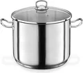 Produktbild: GSW Profi-Jumbotopf – hochwertiger Kochtopf mit Deckel, ideal für Familien und Gastronomie, großer XXL-Topf für Suppe, Nudeln und Eintopf – Edelstahl, 28 cm, 15 Liter, Silber