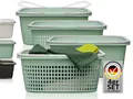 Produktbild: Hausfelder Wäschekorb Wäschewanne 58x37x25cm (Jadegrün, 2 Körbe + 2 Wannen, 35 l) (Set, 4 St., 2 x Wäschekorb + 2 x Wäschewanne), mit klappbaren Henkeln, mit Griffen, 35 Liter