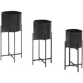 Produktbild: [en.casa] Pflanzenständer-Set, Schwarz, Metall, 23x54x23 cm, Gartenzubehör