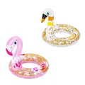 Produktbild: Schwimmring mit Tierkopf aufblasbar Ø 56 cm Glitzer Schwimmhilfe Bade Ring
