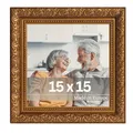 Produktbild: VictoR Vintage Bilderrahmen „Rubens“ in 15x15 cm Gold Braun - Leiste: 30x20mm - Echtglas - Fotorahmen Barock - Antik - Bilderrahmen 15x15 Gold - Quadratisch