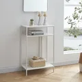 Produktbild: [en.casa] Konsolentisch Kumlinge Wohnzimmertisch schmal 55 x 30 x 85 cm Flurtisch mit Ablage Diele Metall Weiß