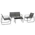 Produktbild: Outsunny Gartenmöbel-Set 4-TLG., Gartengarnitur mit 1 Zweisitzer, 2 Stühlen, 1 Couchtisch, Sitzgarnitur, Balkonmöbel-Set für Terrasse, Mesh, Schwarz