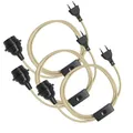 Produktbild: EAZY CASE - 3x Lampenfassung E27 mit Kabel aus Stoff [MIT SCHALTER] - Fassung E27 mit Kabel - Lampenfassung mit Schalter - Lampenkabel mit Fassung - Glühbirne mit Kabel - DIY Lampenfassung mit Stecker