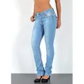 Produktbild: ESRA Straight-Jeans Damen Straight Jeans mit Kontrastnähten Hoch Bund bis Übergröße J755 High Waist Straight Jeans Damen mit dicker Naht Stretch Jeans Regular blau 50