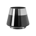 Produktbild: Fink Teelichthalter Ø 15cm schwarz aus Glas kleines Windlicht mit silbernem Rand