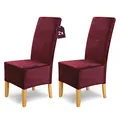 Produktbild: Scheffler Home Stuhlhussen Puma Velano Bordeaux 2er Set – Elastische waschbare Stuhlbezüge aus Samt für Esszimmerstühle und Polsterstühle – Edler Chenille Stuhlüberzug