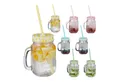 Produktbild: relaxdays Glas Trinkgläser mit Strohhalm 8er Set, Glas
