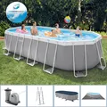 Produktbild: Intex Frame Pool Set Prism Oval 610 x 305 x 122 cm Swimming Pool Komplettset