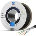 Produktbild: hb-digital CAT 7 Kabel für Außenbereich LAN Datenkabel max. 1000 MHz S/FTP PE AWG23 100m Schwarz