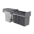 Produktbild: Hailo Abfallsammler Tandem 3666191 | Einbau Mülleimer für 30cm Schränke | 2X 7L & 1x 15L Abfalleimer | Teleskopschienen Vollauszug | platzsparend & leicht montierbar | Robustes Design in Anthrazit