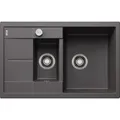 Produktbild: Blanco Spüle 518876 78 x 50 cm, PuraDur felsgrau, reversibel, Ablauffernbedienung mit Drehbetätigung