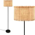 Produktbild: Briloner Borra Stehlampe, Strohschirm, Ein/Aus Fußtaster, Boho-Stil, E27 Fassung, Natur, Ø40 x 161 cm