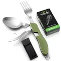Produktbild: Hikenture 4-in-1 Camping Klappbesteck Edelstahl mit Gürteltasche, Grün