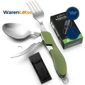Produktbild: Campingbesteck Set Klappbesteck Edelstahl mit Gürteltasche Messer Gabel Löffel