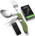 Produktbild: Campingbesteck Set Klappbesteck Edelstahl mit Gürteltasche Messer Gabel Löffel