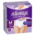 Produktbild: Always Discreet Plus Inkontinenzhöschen, 7 Tropfen 8001090959560 , 1 Monatsbox = 4 Packungen à 9 Stück, Größe M
