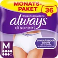 Produktbild: Always Discreet Inkontinenz-Höschen Plus, Größe M, 36 Höschen (4 Packungen x 9 Stück) Monatspaket bei Blasenschwäche