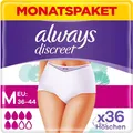 Produktbild: Always Discreet Inkontinenz Pants Gr. M Plus 36 Höschen Monatspaket 4 x 9 Stück