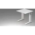 Produktbild: Schreibtisch U-Serie | inkl. Kabelwanne | C-Fuß | höheneinstellbar, Größe Tischplatte:80 x 80 cm, Farbe Tischplatte:Weiß, Farbe Gestell:Weiß - Weiß